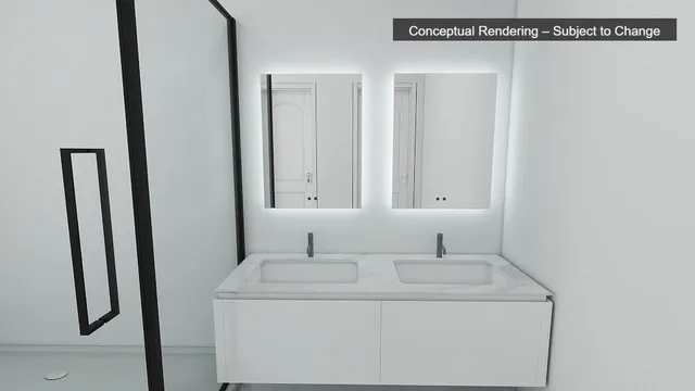 a bathroom with a sink and vanity