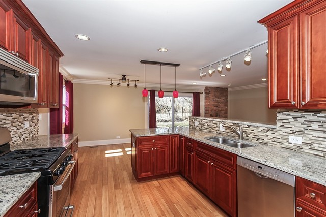1172 North Old Bridge Road Palatine, IL 60067 - Photo 10 of 27 a kitchen with granite countertop a sink cabinets and stainless steel appliances