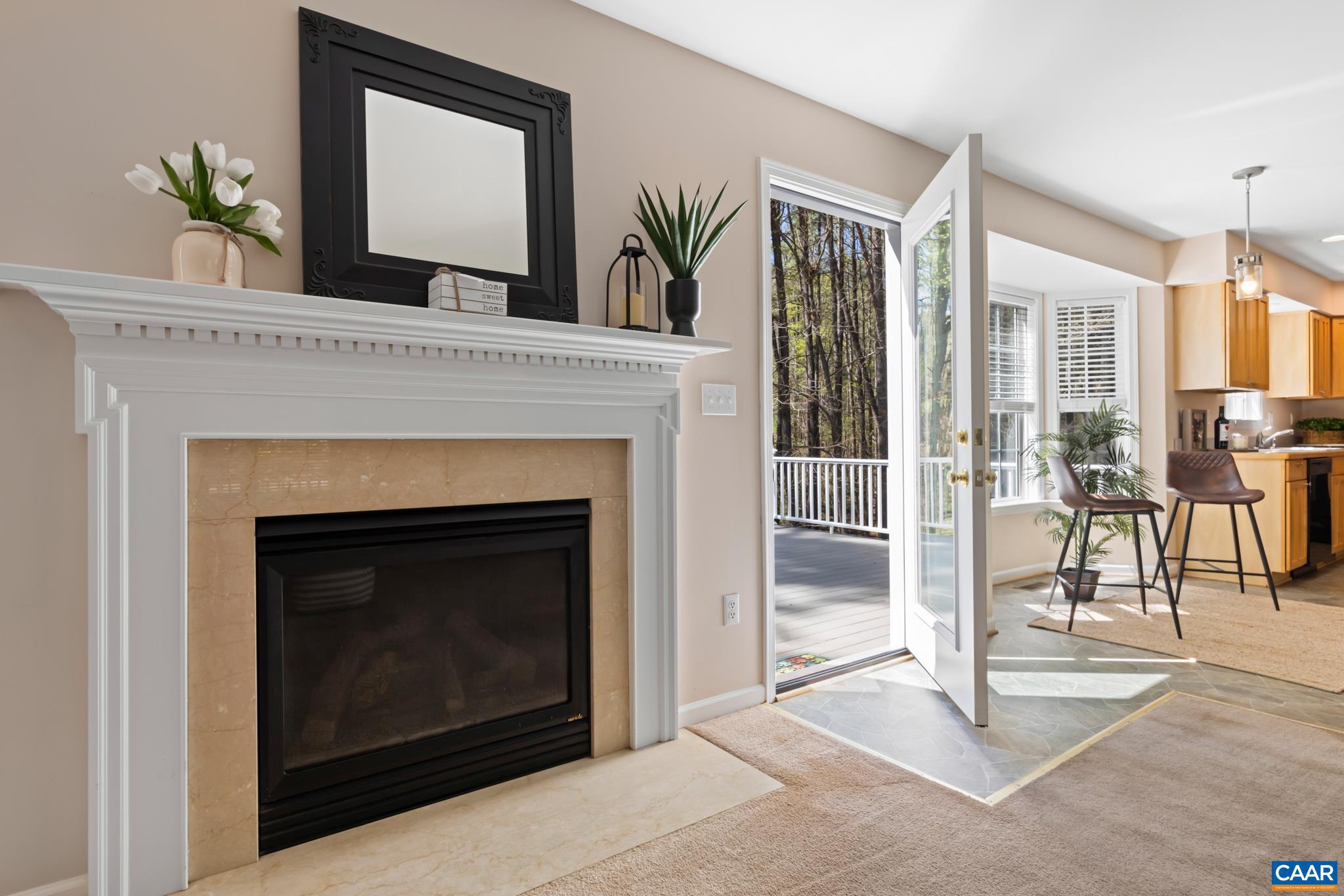 96 Red Cedar Road Barboursville, VA 22923 - Photo 11 of 59 a living room with a fireplace windows and a potted plant