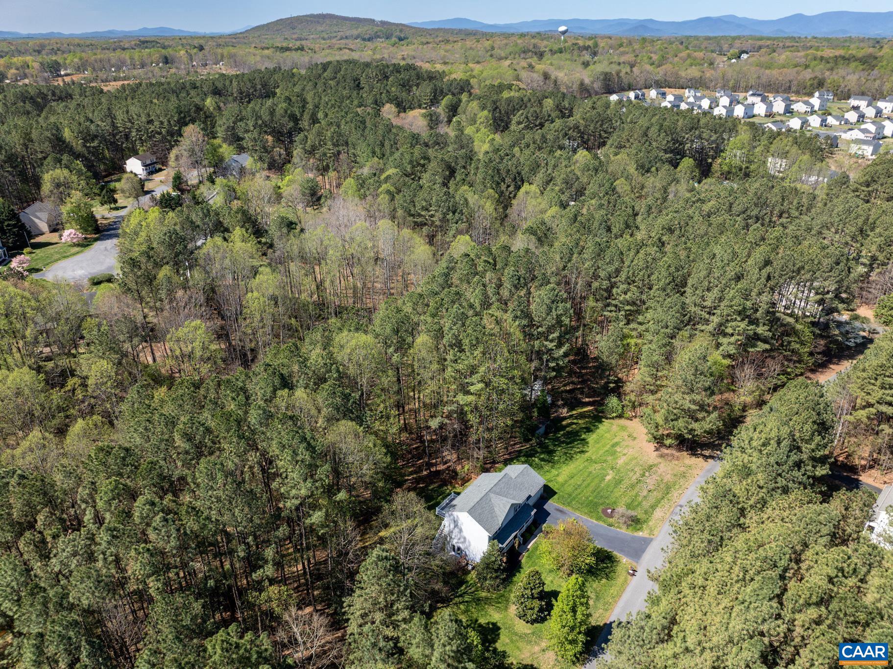 96 Red Cedar Road Barboursville, VA 22923 - Photo 55 of 59 an aerial view of green landscape with trees houses and mountain view