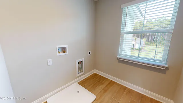 a view of a room with a window