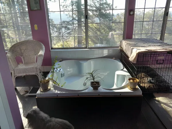 a view of a house with a mountain