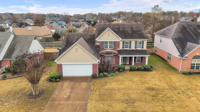 an aerial view of a house
