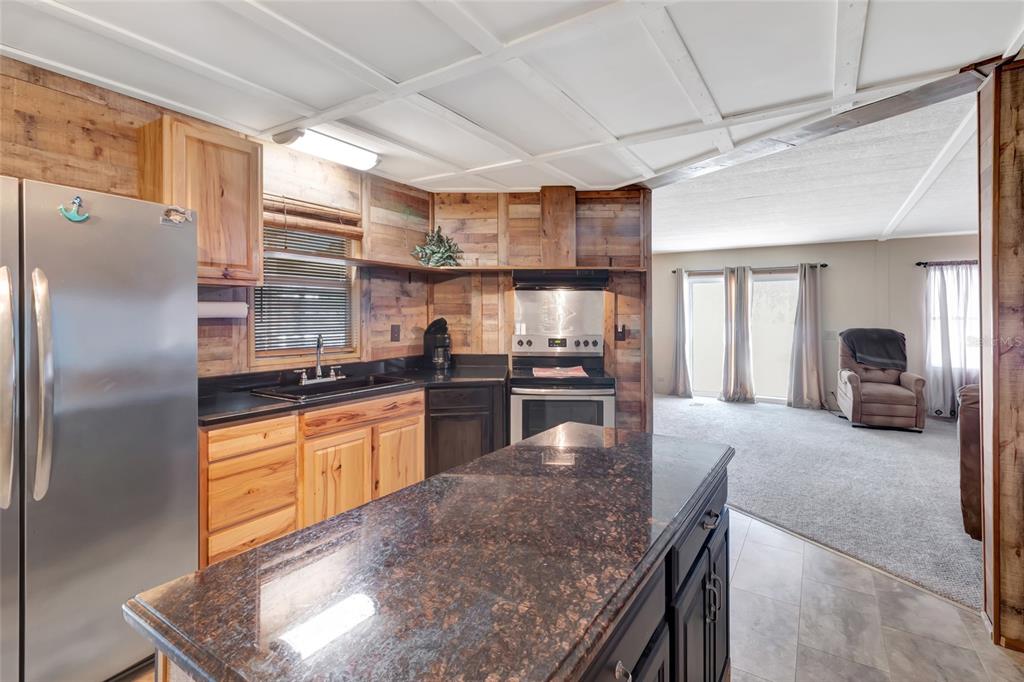 1409 Ridge Road Tavares, FL 32778 - Photo 10 of 36 a kitchen with stainless steel appliances granite countertop a refrigerator a sink and a stove