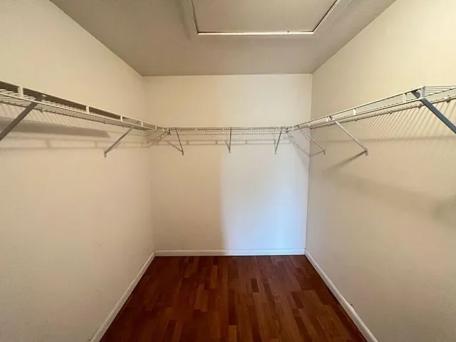 a view of a room with racks on the wall
