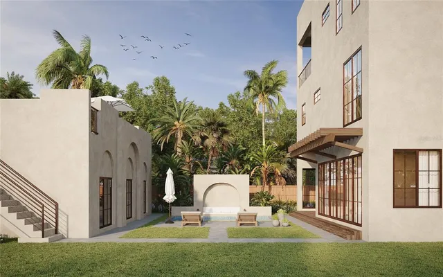 a house view with a garden space