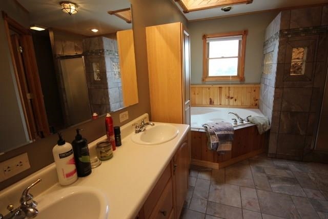 742 North River Road Ridott, IL 61067 - Photo 12 of 25 a bathroom with a tub sink and mirror