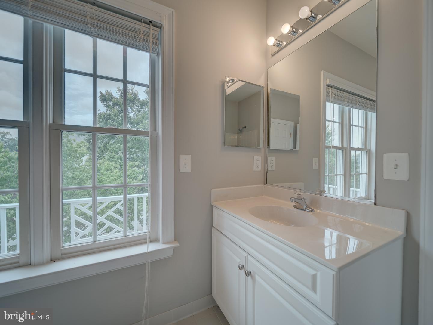 8429 Link Hills Loop Gainesville, VA 20155 - Photo 82 of 102 a bathroom with a sink a vanity and a large mirror