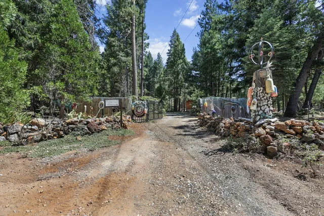 a view of a house with a yard garage and tree