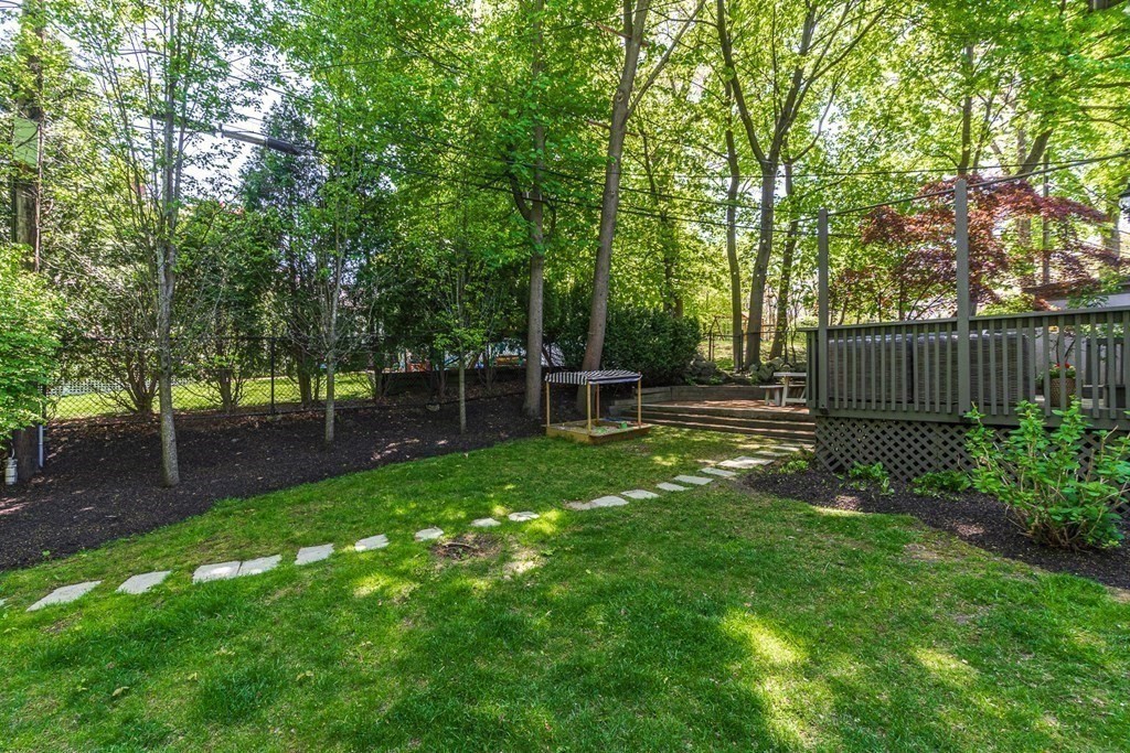 19 Edgehill Road Winchester, MA 01890 - Photo 4 of 42 a view of a backyard with wooden fence and large trees