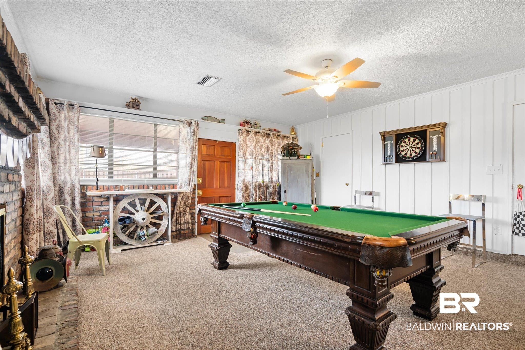 4570 Benson Road Mobile, AL 36619 - Photo 10 of 34 Rec room featuring a textured ceiling, billiards, and carpet floors