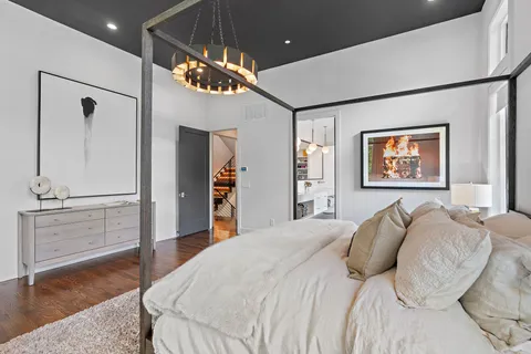 a large bathroom with a large tub and shower