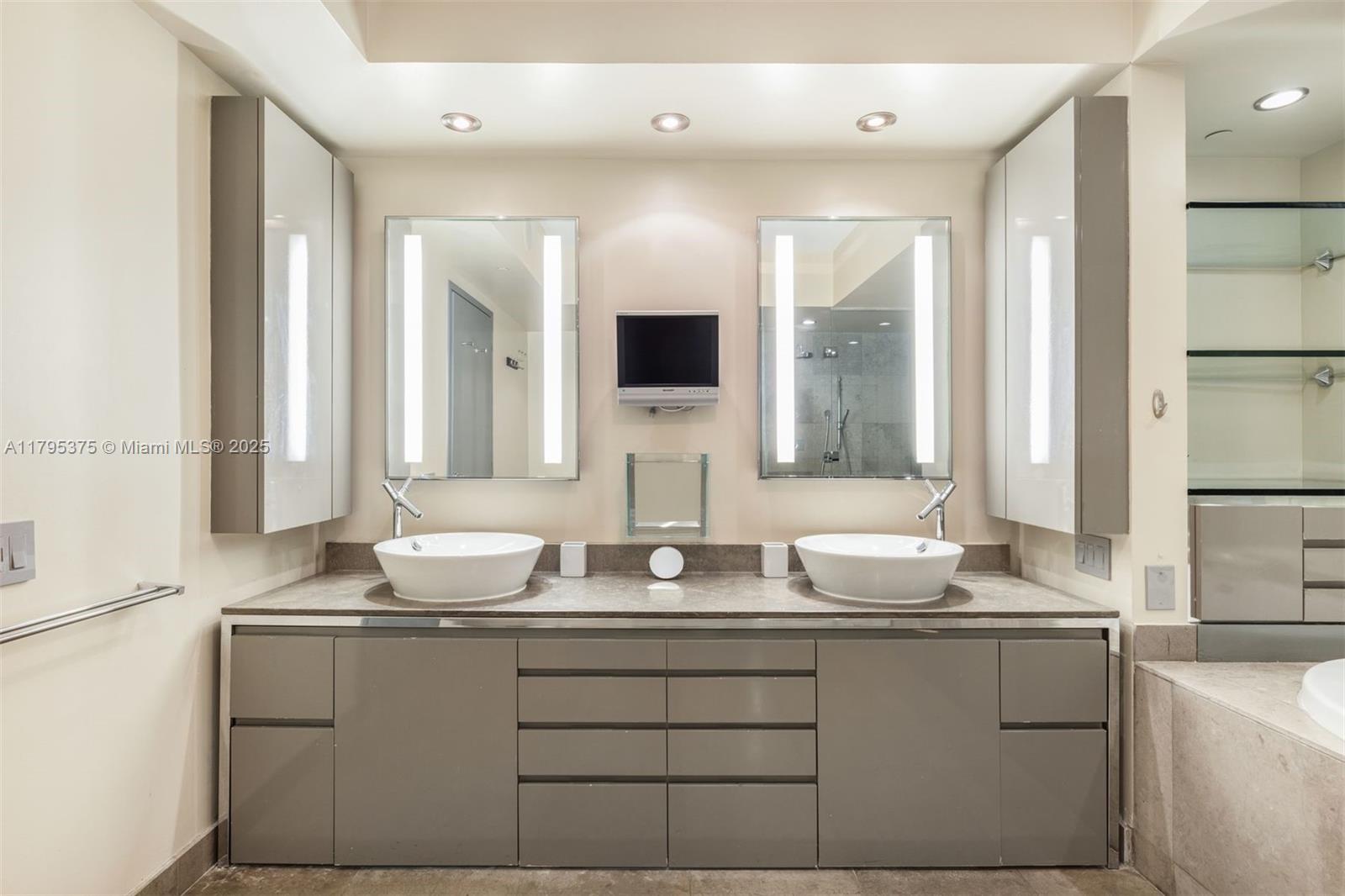 450 Alton Road, Unit 2303 Miami Beach, FL 33139 - Photo 11 of 51 a bathroom with double sink and a mirror