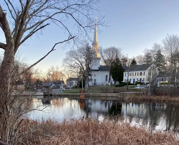 a view of river covered with trees
