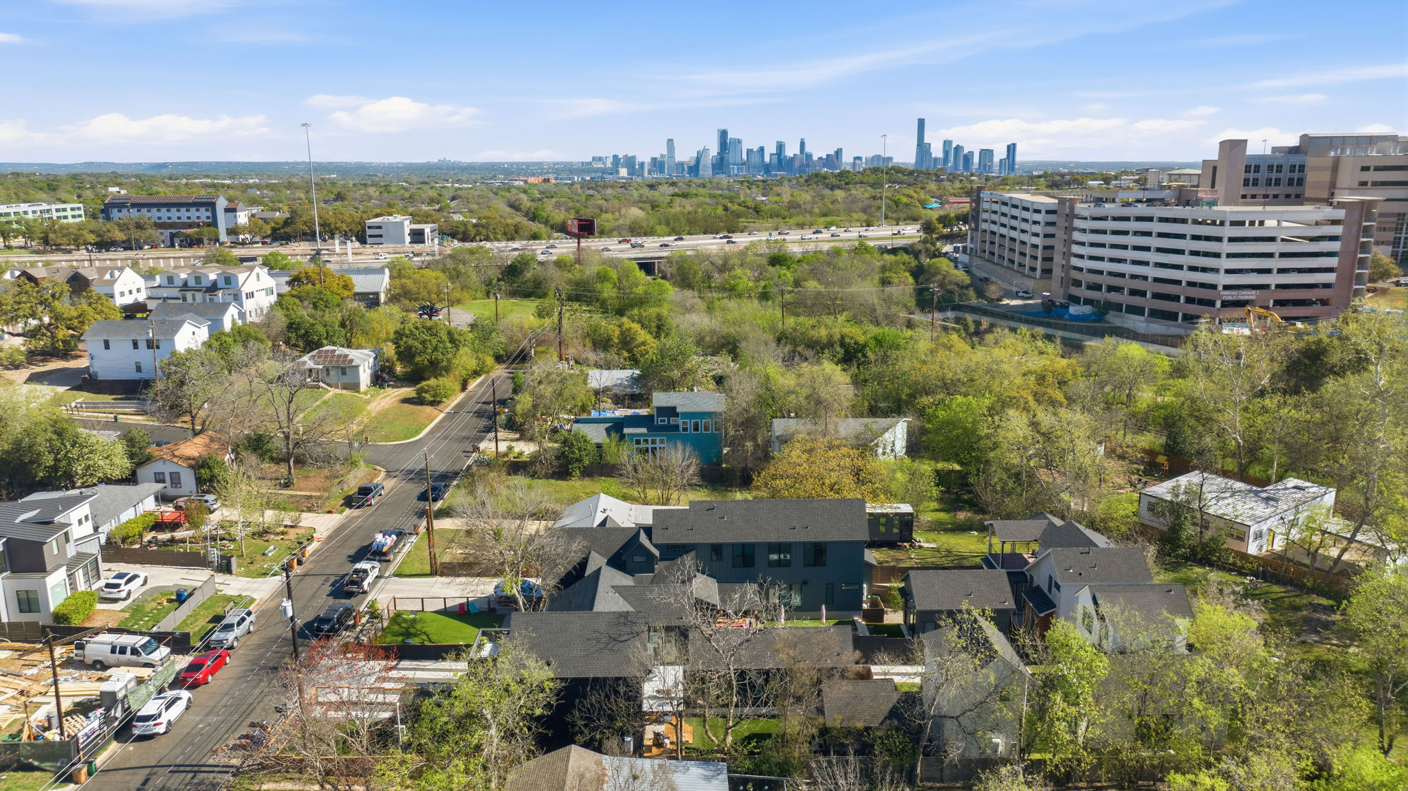 4313 Jinx Avenue, Unit 1 Austin, TX 78704 - Photo 34 of 40 Aerial view of residential area with skyline