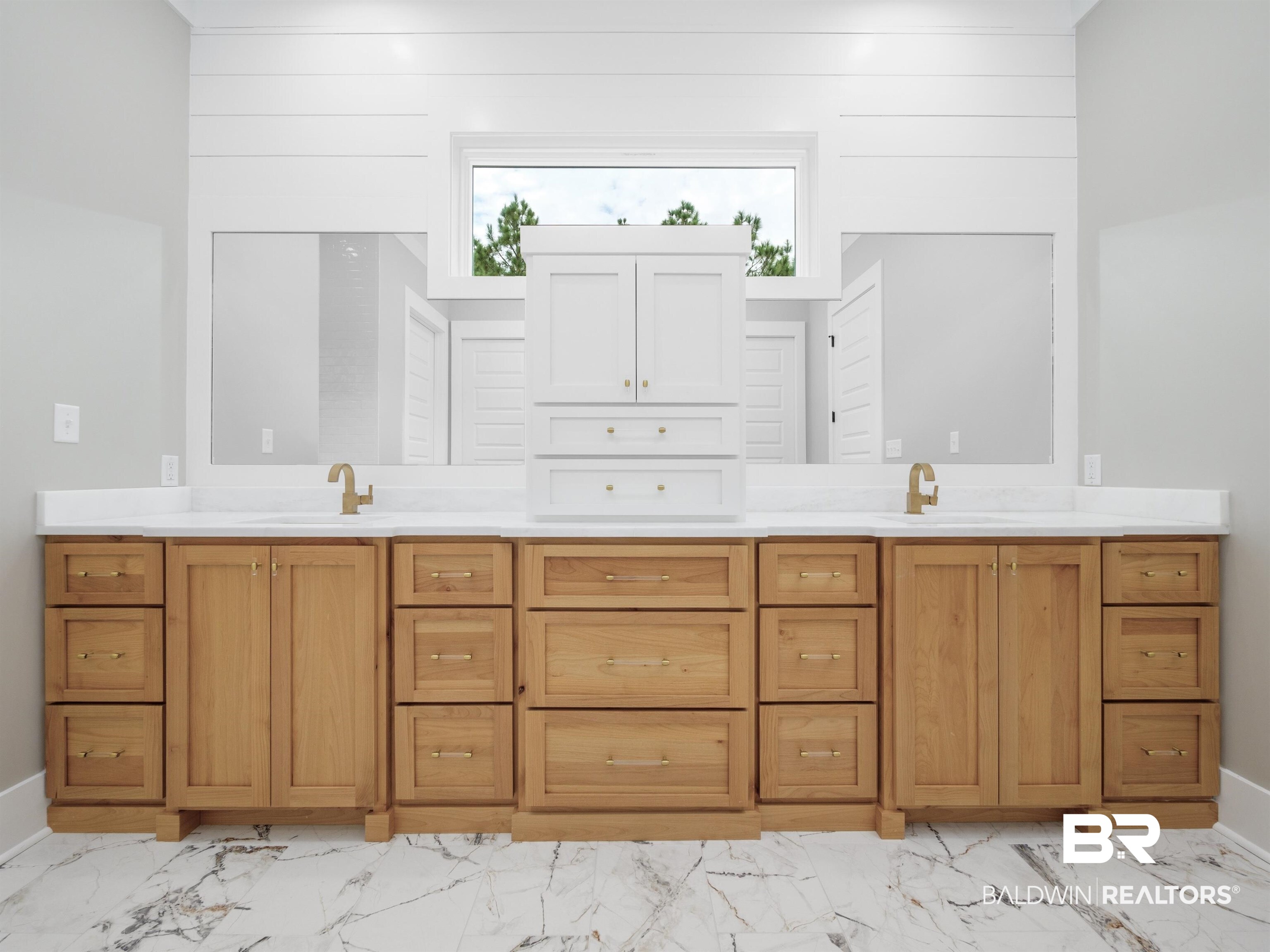 10970 Turin Avenue Fairhope, AL 36532 - Photo 13 of 61 Custom built dovetail cabinets with quartz counter and gold Delta plumbing fixtures
