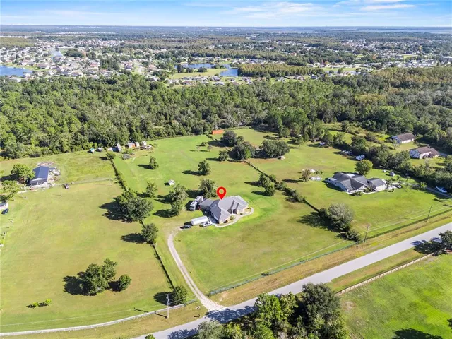 an aerial view of a residential houses with outdoor space