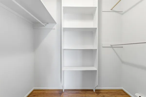 a view of an empty walk in closet