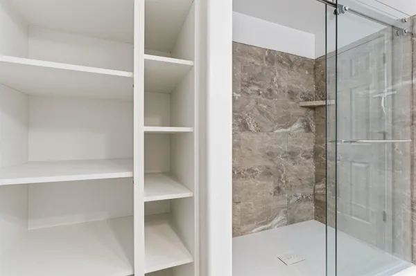 a bathroom with a bathtub