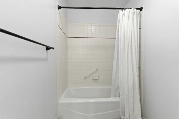a bathroom with a bathtub