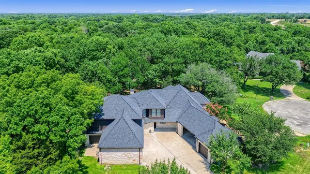 an aerial view of a house