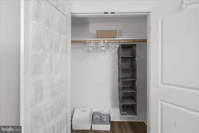 a view of an empty walk in closet