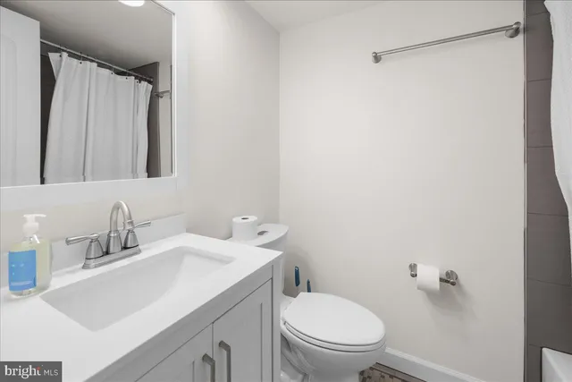 a bathroom with a sink toilet and vanity