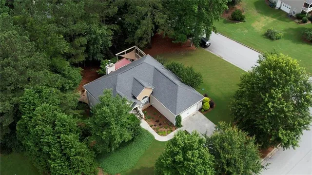 an aerial view of a house
