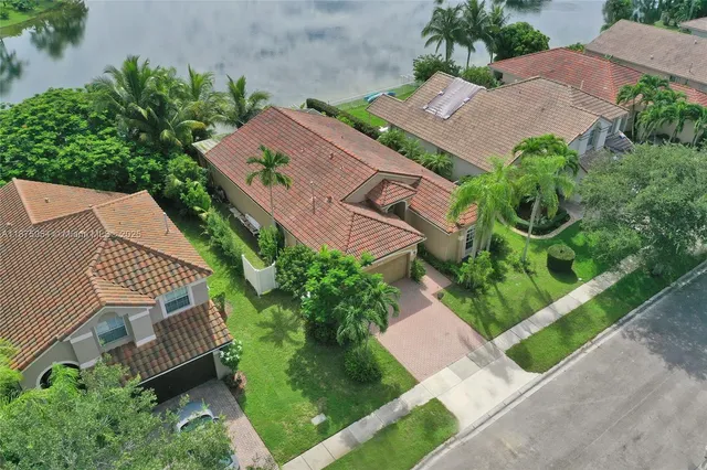 a view of a lake with a city