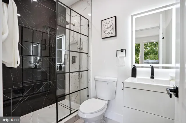 a bathroom with a toilet a sink and a shower
