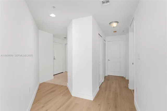 a view of a room with racks on the wall