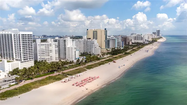a city view with tall buildings
