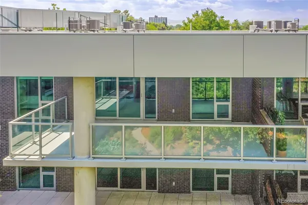 a view of a building from a window