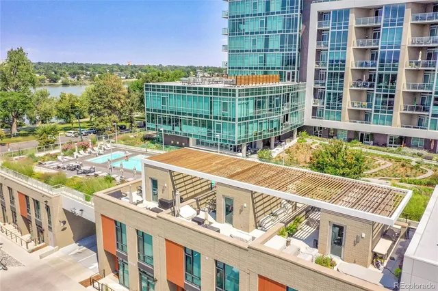 a view of a building from a balcony