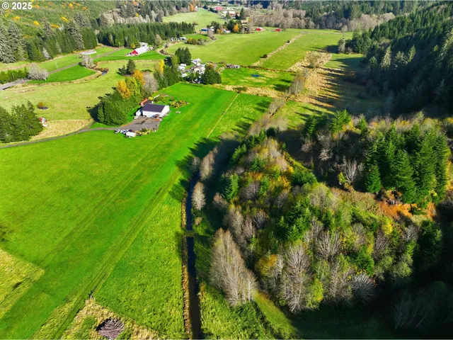 a view of a lush green house with a yard and mountain