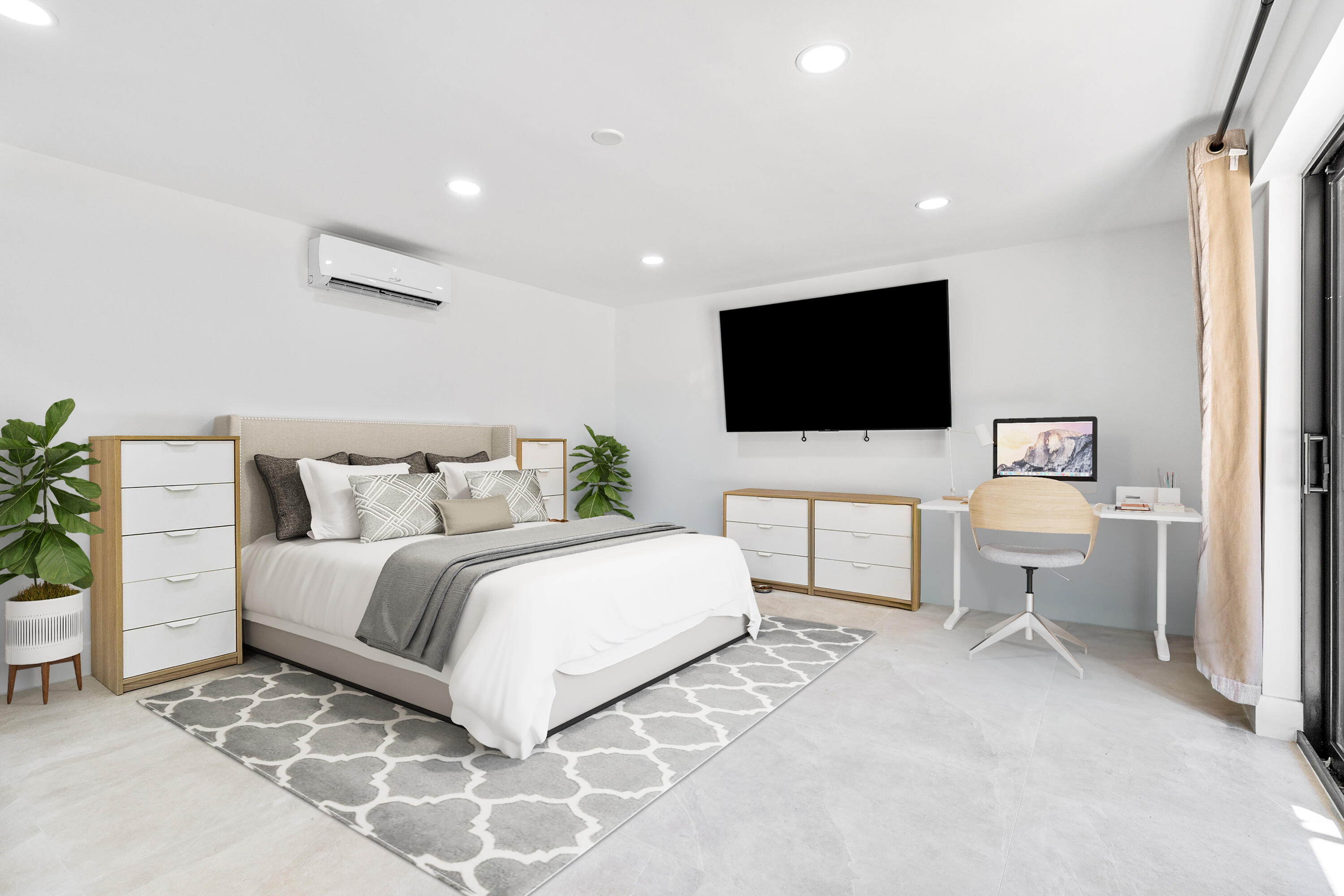 501 High Street Boca Raton, FL 33432 - Photo 15 of 27 a hotel room with a bed and a flat screen tv