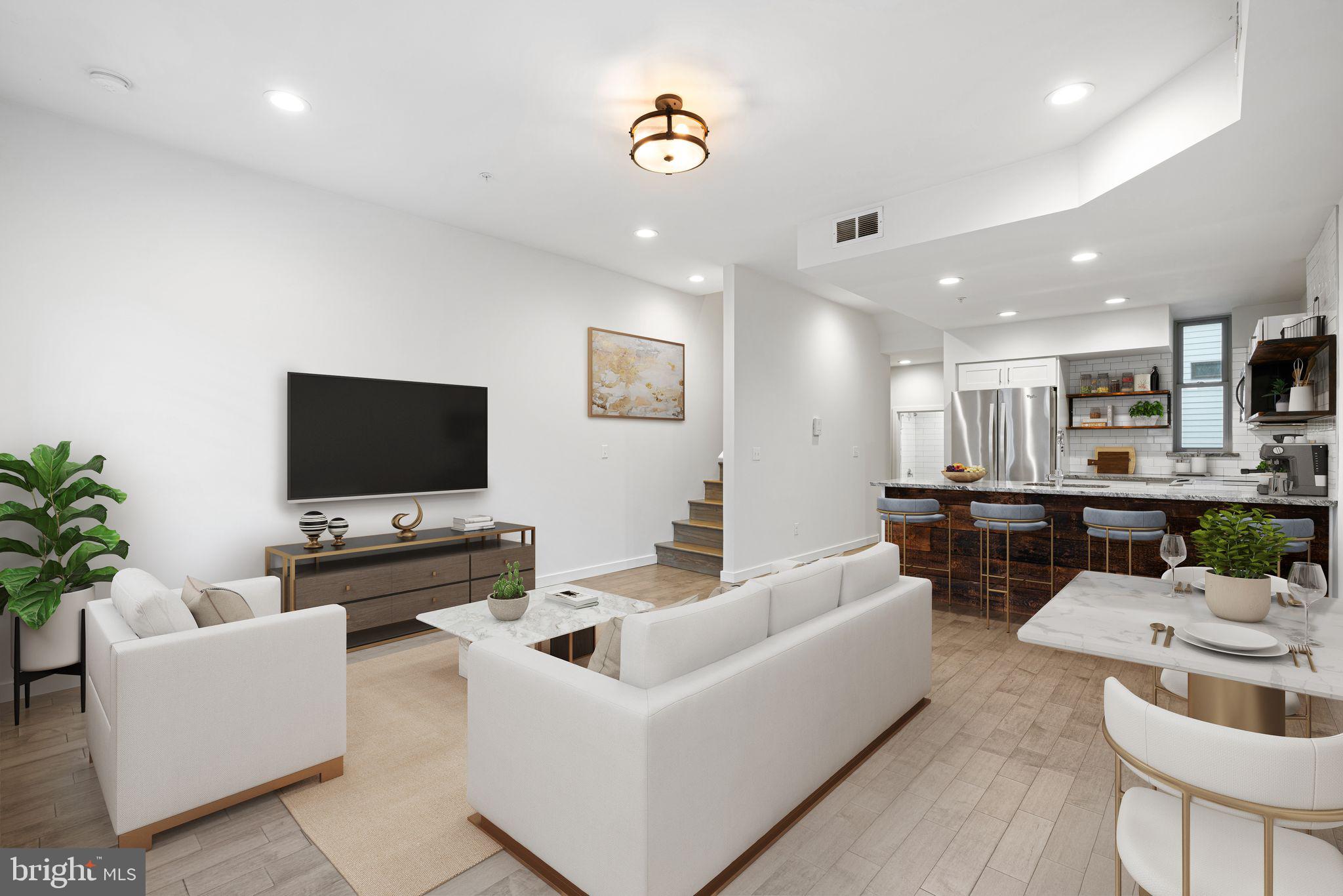 1734 Wylie Street, Unit B Philadelphia, PA 19130 - Photo 2 of 36 Virtually Staged view from living room to kitchen