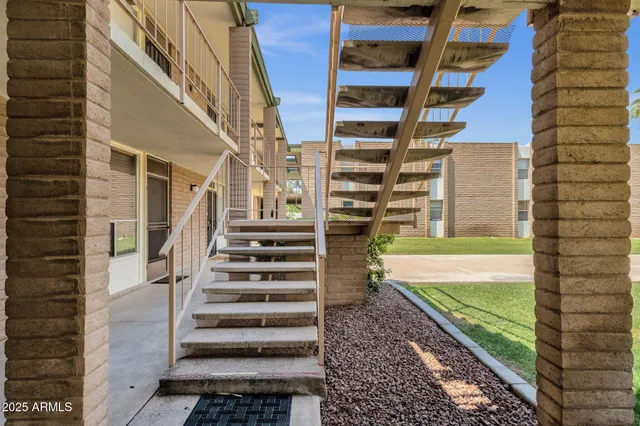 a view of a building with stairs
