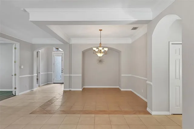 a view of a livingroom with a chandelier