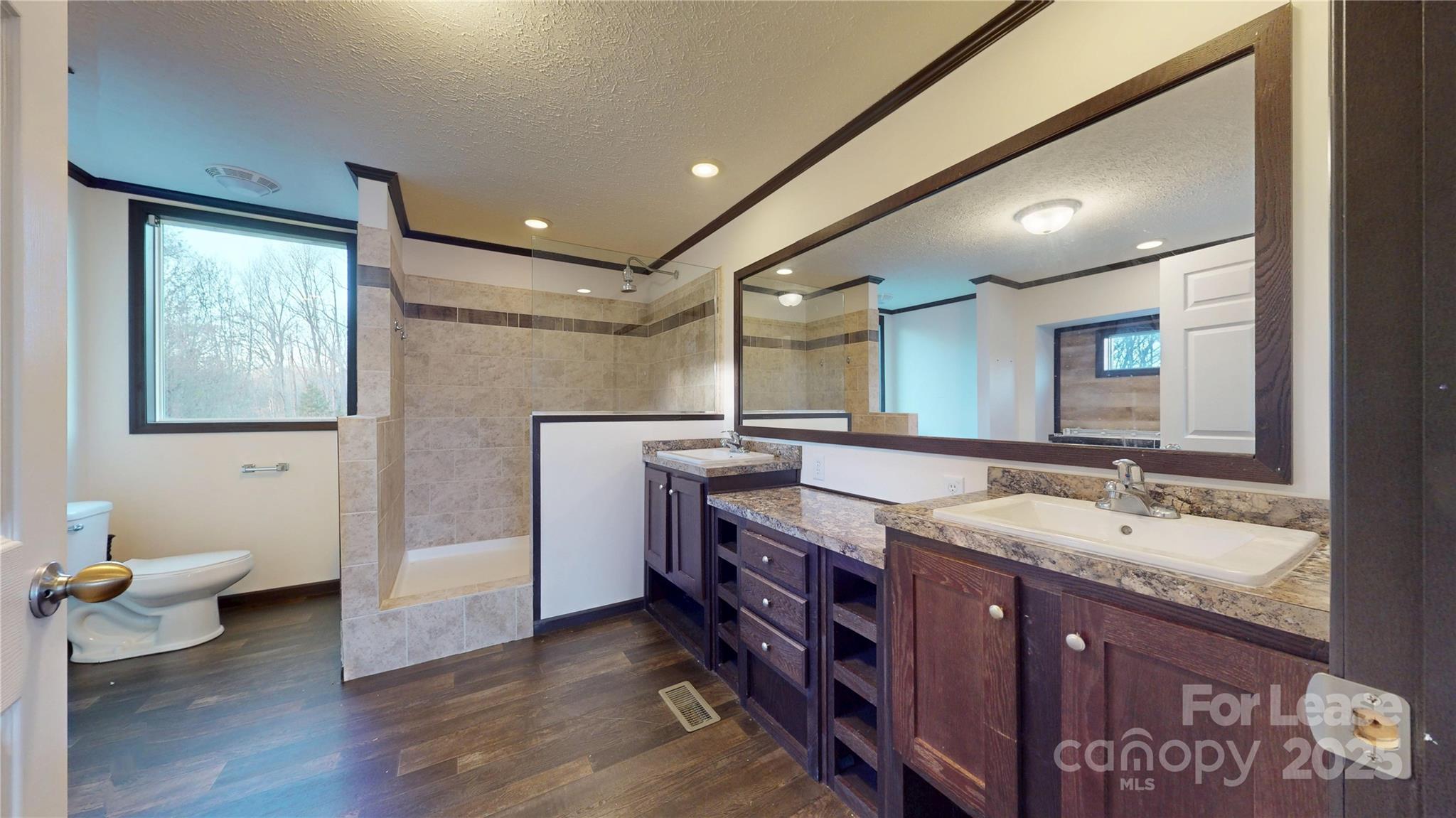 7708 Waxhaw Highway Waxhaw, NC 28173 - Photo 13 of 28 a spacious bathroom with a granite countertop sink a toilet and a mirror