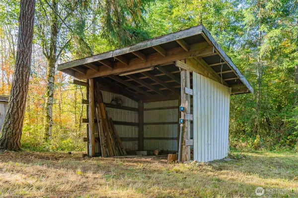 a view of a wooden door