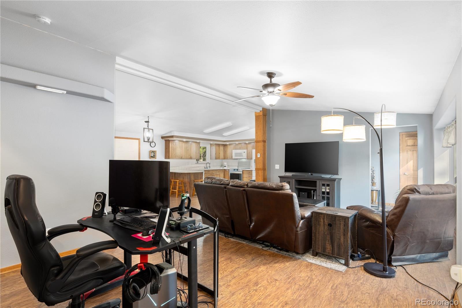 20065 Spring Creek Road Buffalo Creek, CO 80425 - Photo 9 of 41 a view of a livingroom with workspace and a couch