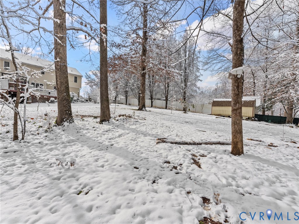 11718 Corte Castle Road Chesterfield, VA 23838 - Photo 42 of 50 Yard layered in snow with an outdoor structure