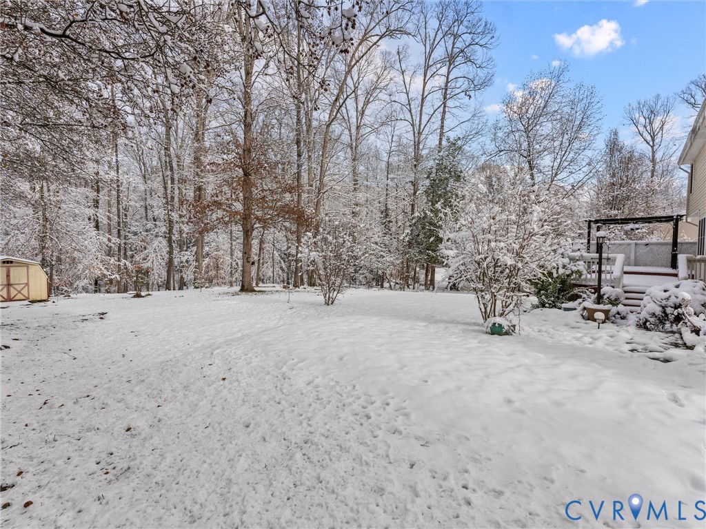 11718 Corte Castle Road Chesterfield, VA 23838 - Photo 44 of 50 Snowy yard featuring a storage shed