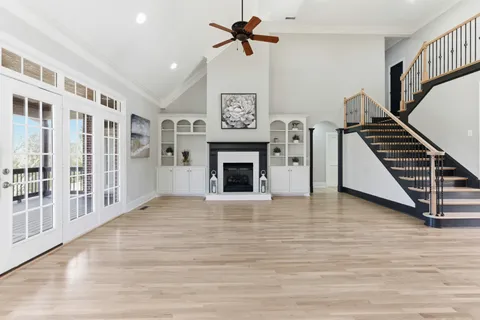 a view of an entryway with a fireplace