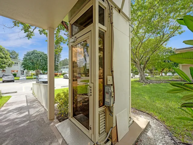 a view of backyard from a building