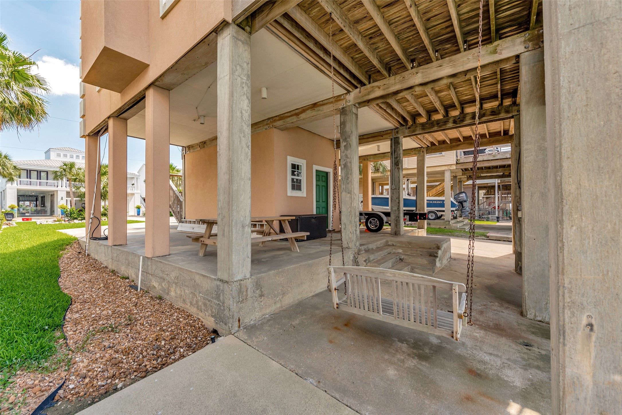 247 Isles End Road Tiki Island, TX 77554 - Photo 33 of 48 a view of a porch with seating space
