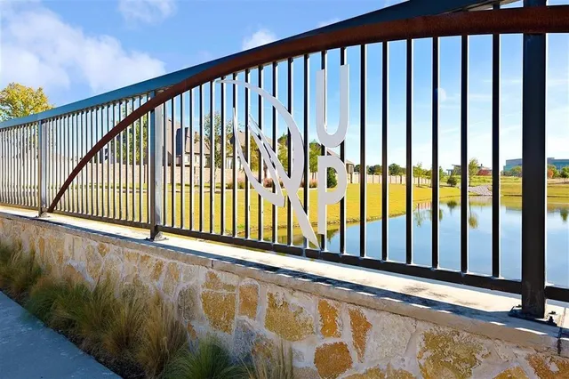 an aerial view of a swimming pool