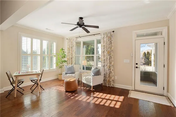 a view of a room with racks on the wall