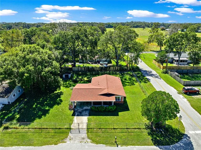 an aerial view of a house